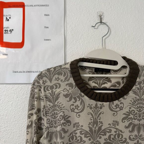 IKKS Mesh Damask Print Long‎ Sleeve Top Small Y2k Grunge Festival Streetwear - Picture 4 of 4